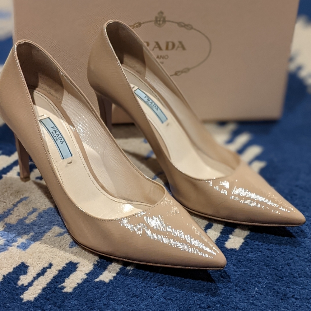 Prada Heels Vernice Nude Saffiano 39.5